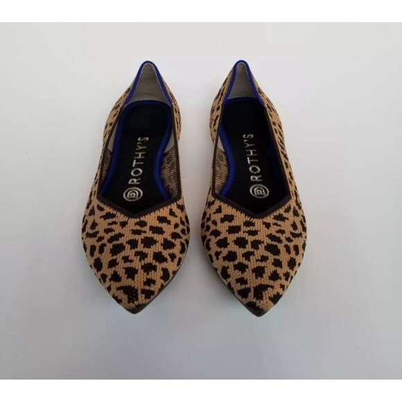 NEW Rothy's The Point Leopard Cheetah Pointed toe Women Shoe Ballet Flats Sz 10 - Picture 1 of 10